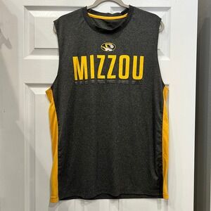 Mizzou Tigers Sleeveless Shirt Polyester Heather Charcoal Gold Athletic Mens L